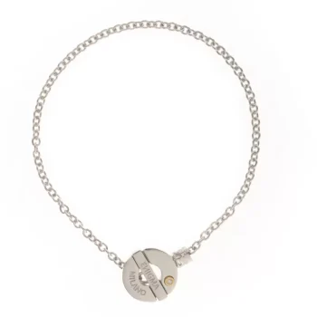 Catena con chiusura con castone oro 18 kt. e diamante