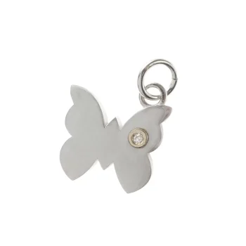 Ciondolo farfalla con castone oro 18 kt. e diamante