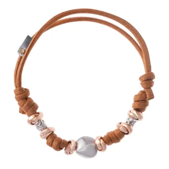 Bracciale in cotone composto da 6 rondelle 2 dadini e 1 pepita