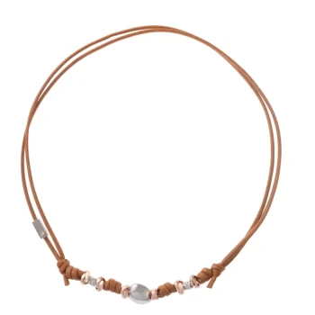 Girocollo in cotone composto da 6 rondelle 2 dadini ed 1 pepita