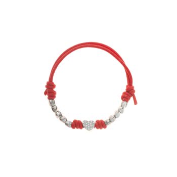 Bracciale in cotone con 10 sassi e 1 ciondolo zirconato