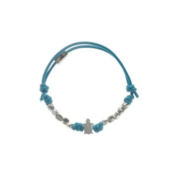 Bracciale in cotone con 10 sassi e 1 ciondolo passante