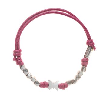 Bracciale in cotone con 10 sassi e 1 ciondolo passante