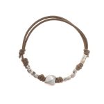 Bracciale in cotone con 8 sassi e 1 pepita