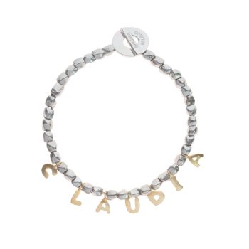 Bracciale a catena con sassi e letterine in argento 925