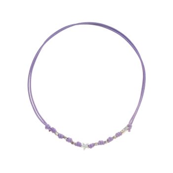 Girocollo in cotone con 6 sassi e 1 ciondolo passante zirconato